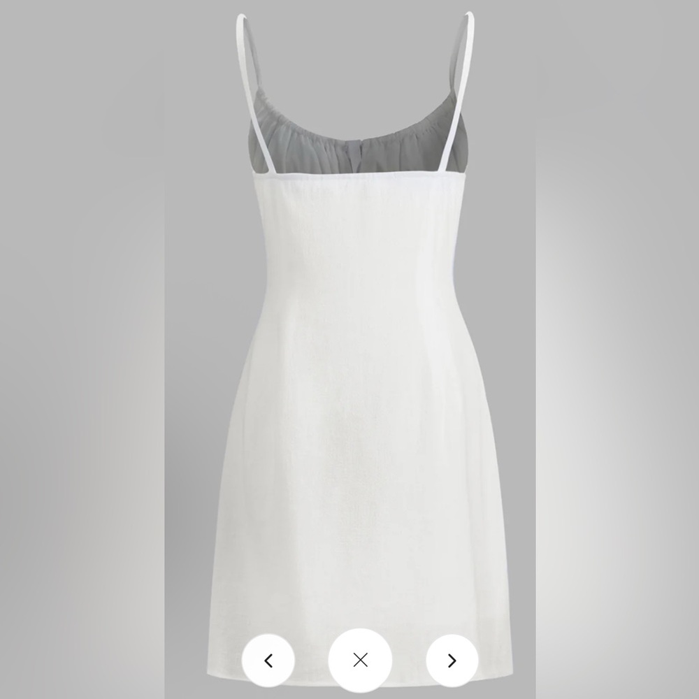 Commense, White Linen Blend Button Front Mini Dress, Size small | 0313 - Picture 2 of 7